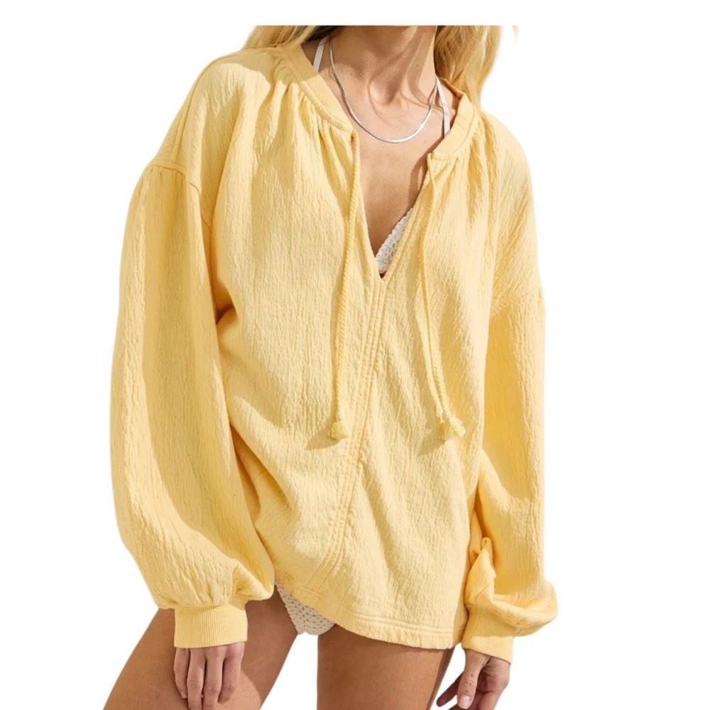 Aerie Easy Street Yellow balloon sleeve oversized sweatshirt. Size Medium